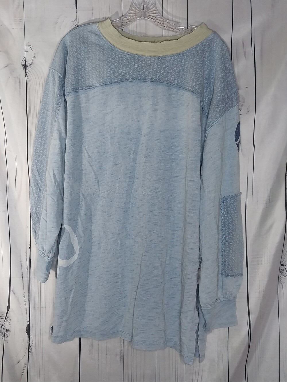 We The Free Free People Petal Pusher Pullover Boho Light Blue Long Sleeve Top